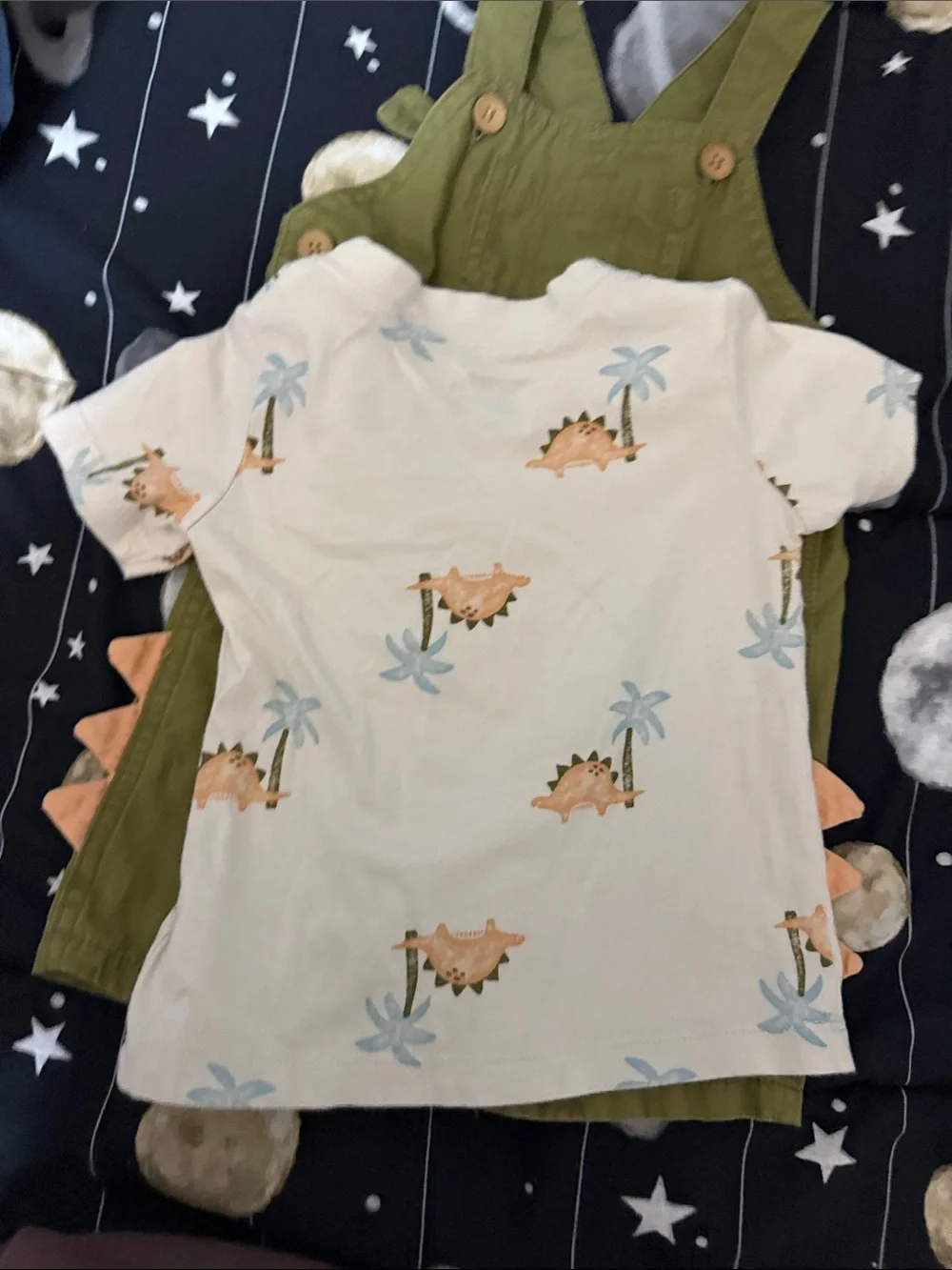 Carter's Olive Green Toddler Dinosaur Spike Overalls